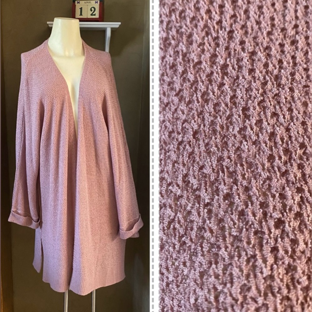 Sept & Co Boutique Open Front Popcorn Cardigan Dusty rose/l Women’s size XL